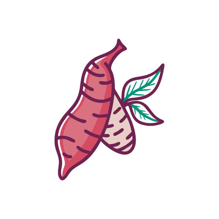 Sweet potato flat color icon. Isolated vector illustration on white background.のイラスト素材