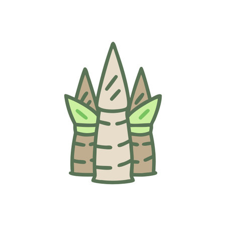 Bamboo icon in flat color style. Nature and environment symbol vector illustration.のイラスト素材