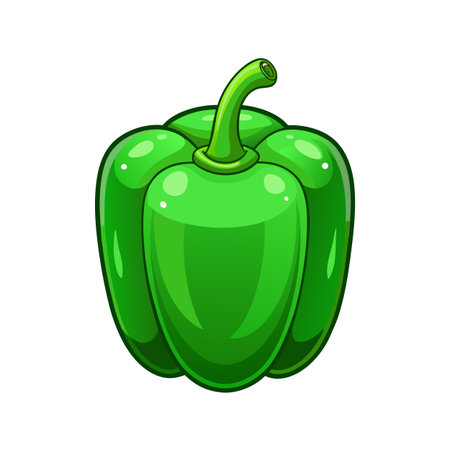 Green bell pepper isolated on white background. Cartoon style vector illustration.のイラスト素材
