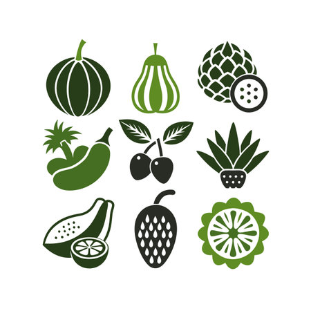 Fruit icon set. Vector illustration of a set of fruit icons.のイラスト素材