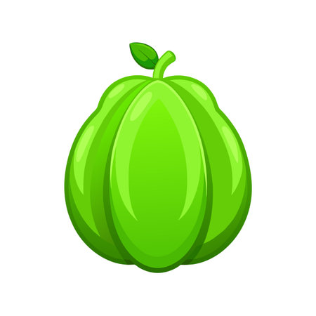 Cute cartoon green pumpkin isolated on white background. Vector illustration.のイラスト素材