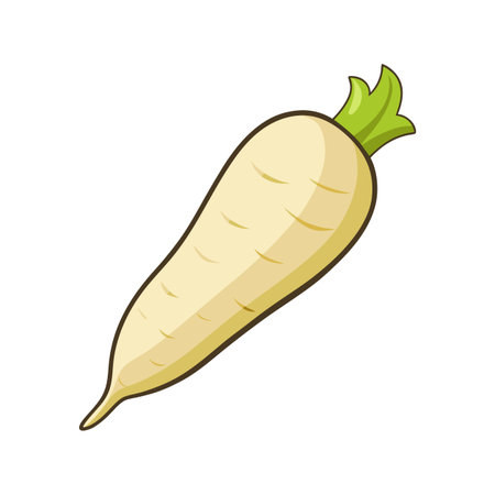 Daikon radish icon in cartoon style on a white backgroundのイラスト素材