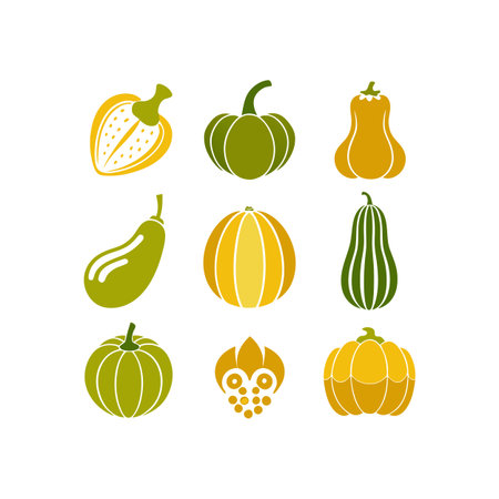 Set of different pumpkins. Vector illustration in flat style on white background.のイラスト素材