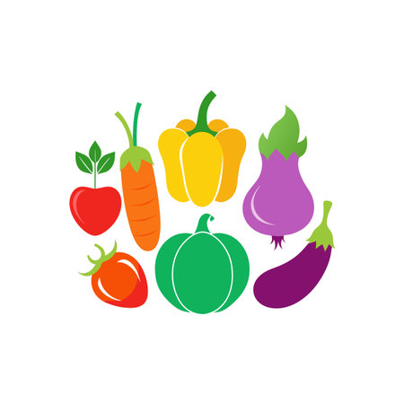 Vegetables vector design template. Food icon. Vegetable vector illustration.のイラスト素材