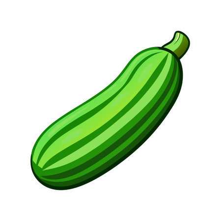 Green zucchini isolated on white background. Cartoon vector illustration.のイラスト素材
