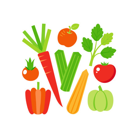 Vegetables vector illustration. Healthy food. Vegetarian, vegan food.のイラスト素材