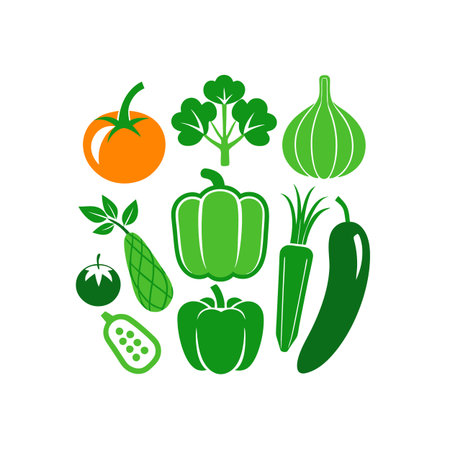 Vegetables icons set in flat style. Isolated vector illustration.のイラスト素材