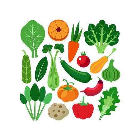 Vegetables set in flat style. Vector illustration on white background.のイラスト素材