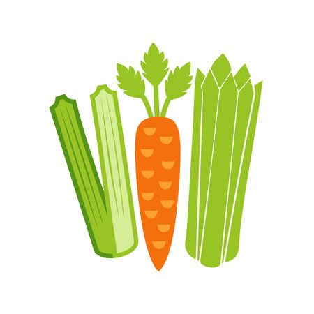 Carrot and celery flat icon isolated on white background vector illustrationのイラスト素材