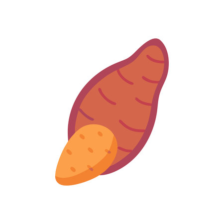 Sweet potato flat color icon. Isolated vector element on white backgroundのイラスト素材