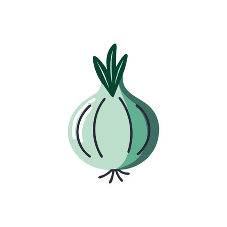 onion vegetable icon over white background, flat style, vector illustrationのイラスト素材