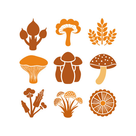 Mushroom icons set. Collection of mushroom icons. Vector illustrationのイラスト素材