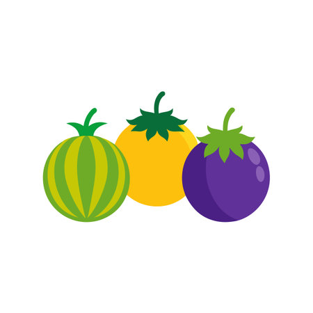 Watermelon and eggplant flat icon on white background for web designのイラスト素材