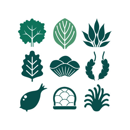 Vegetable and Herb Icons Set. Vector Illustration.のイラスト素材