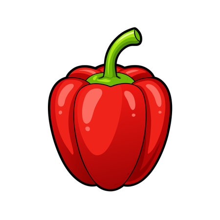 Red bell pepper isolated on white background. Vector illustration of paprika.のイラスト素材