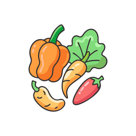 Vegetables doodle icon. Colorful vector illustration.のイラスト素材