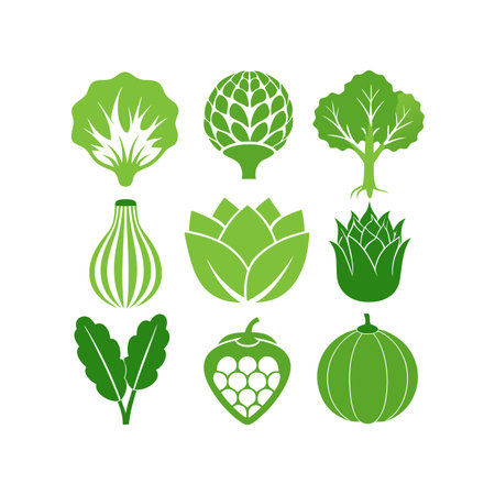 Set of green vegetables icons. Vector illustration for your graphic design.のイラスト素材