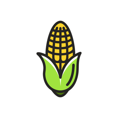 Corn icon. Isolated on white background. Flat style. Vector illustration.のイラスト素材