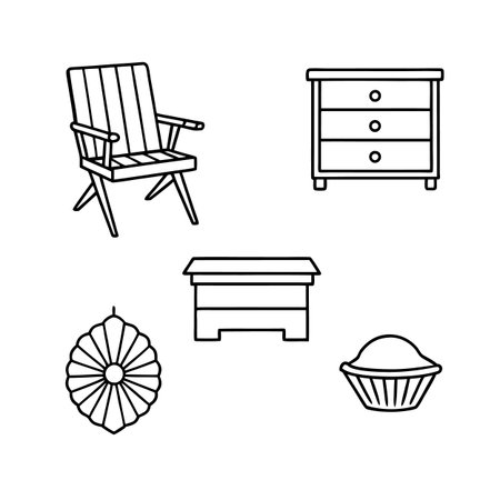 Chic Wooden Furniture Set for Coastal Homesのイラスト素材