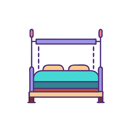 Chic Four Poster Bed for Cozy Bedroomsのイラスト素材