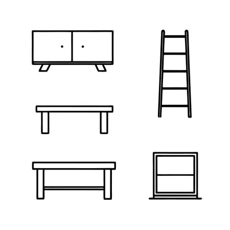 Elegant Modern Minimalist Wooden Furniture Iconsのイラスト素材