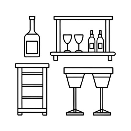 Bar Furniture Set Icons for Stylish Entertainingのイラスト素材