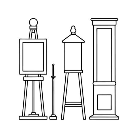 Charming Art Gallery Furniture Set Iconsのイラスト素材
