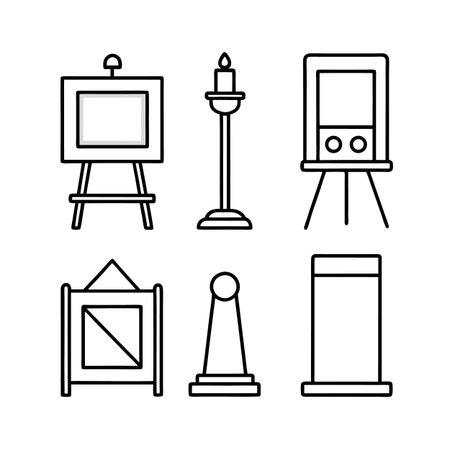 Stylish Artist Gallery Furniture Iconsのイラスト素材