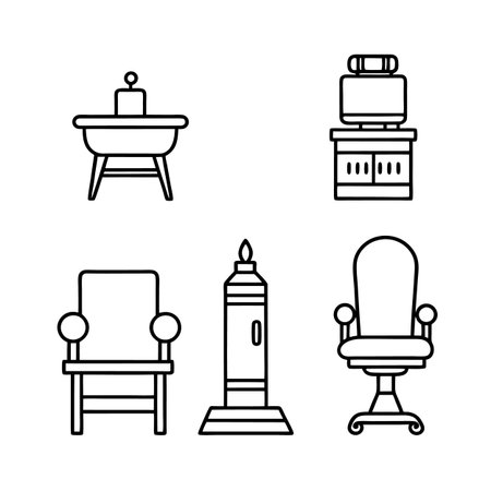 Rustic Wooden Furniture Set for Barbershopsのイラスト素材