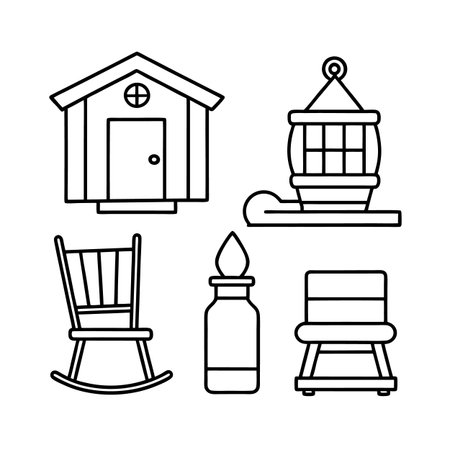 Cabin Retreat Icon Set Creationのイラスト素材