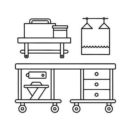 Charming Craft Room Furniture Iconsのイラスト素材