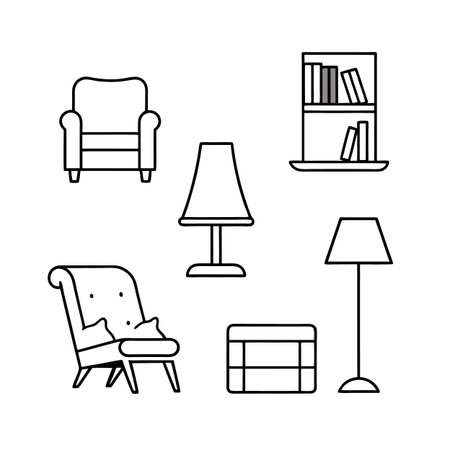 Charming Cozy Corner Furniture Iconsのイラスト素材