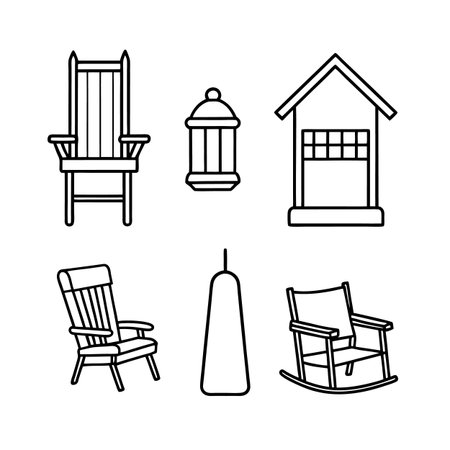 Charming Cabin Porch Furniture Iconsのイラスト素材