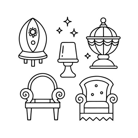 Fairy Tale Furniture Icon Set Designのイラスト素材