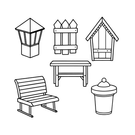 Complete Garden Hideaway Furniture Icon Setのイラスト素材