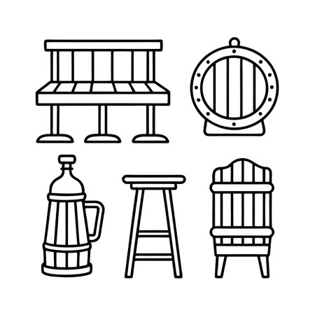 Historic Tavern Furniture Design Iconsのイラスト素材