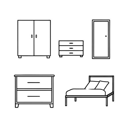 Creative Icons for Minimalist Bedroom Designのイラスト素材