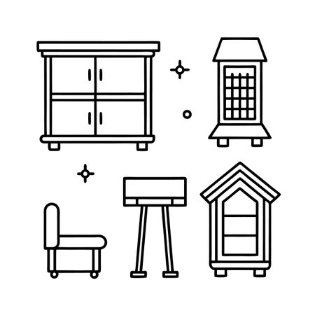 Mini Library Furniture Icons for Homeのイラスト素材