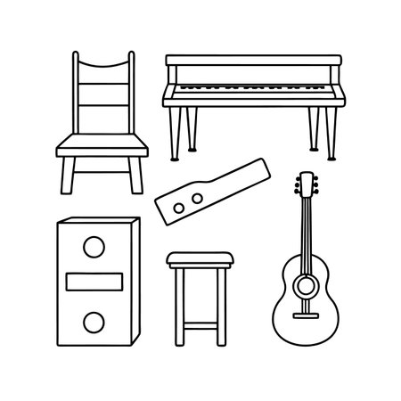 Icons for Music Room Furniture Designのイラスト素材