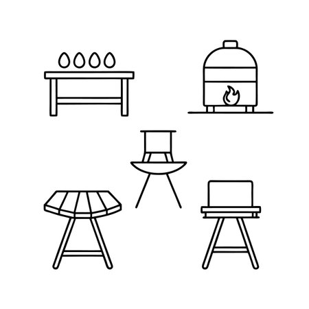 Illustrative Icons for Outdoor Cookingのイラスト素材