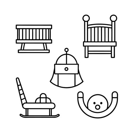 Nursery Furniture Icons for Creative Designのイラスト素材