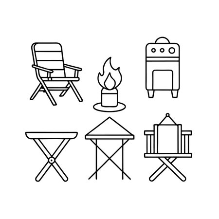 Adventure Outdoor Furniture Icons for Designのイラスト素材
