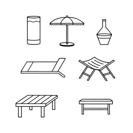 Illustrative Icons for Poolside Furnitureのイラスト素材