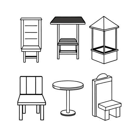 Icons for Restaurant Booth Furniture Designのイラスト素材