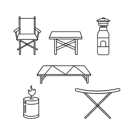 Illustrative Icons for RV Patio Furnitureのイラスト素材