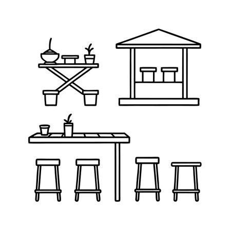 Illustrative Icons for Rooftop Dining Furnitureのイラスト素材