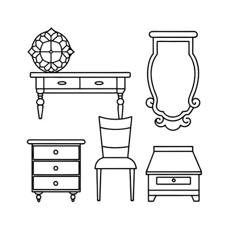 Shabby Chic Furniture Icons for Designのイラスト素材