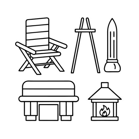Ski Lodge Furniture Icons for Designのイラスト素材
