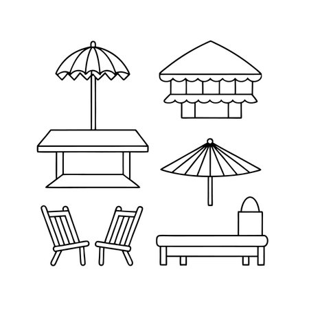 Tropical Resort Furniture Icons for Designのイラスト素材