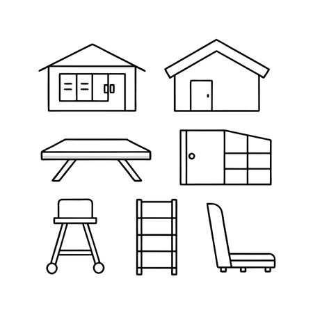 Tiny House Furniture Icons for Designのイラスト素材
